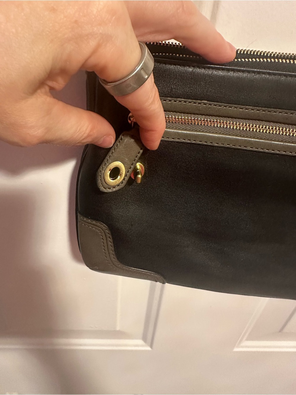 Coach Black Patent and Smooth Leather Tag Keychain - Picture 5 of 8